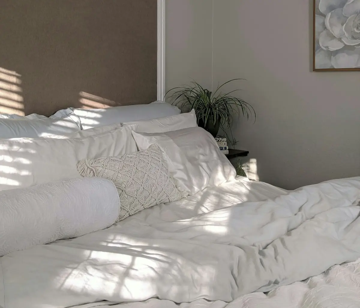 White cotton bed linen