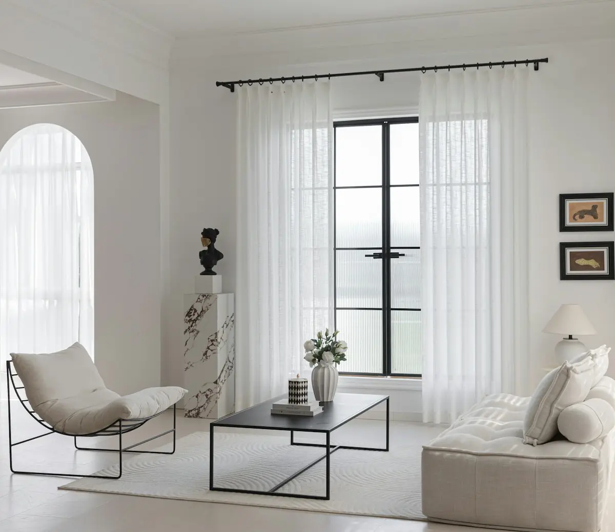 White curtains in a modern room
