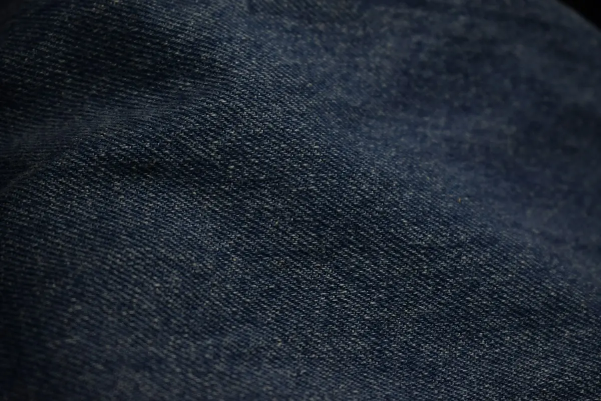 Close-up of dark blue denim fabric