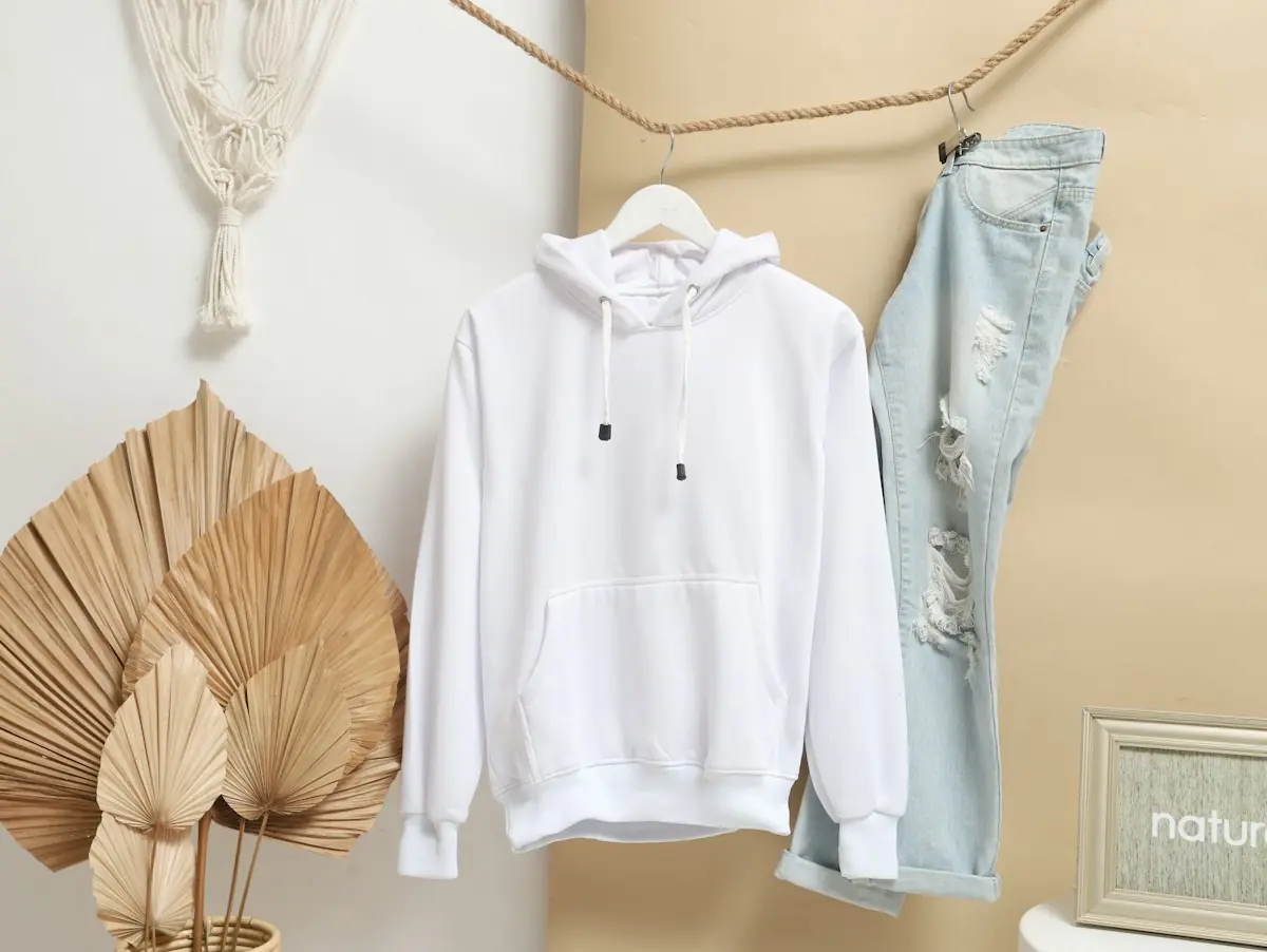 Fleece Hoodie on a hanger