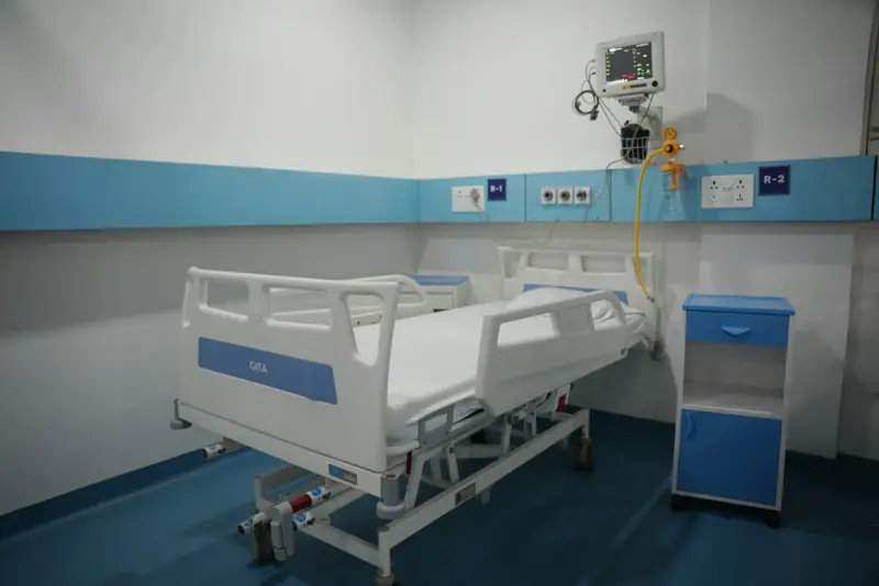 Modern hospital room with an adjustable bed