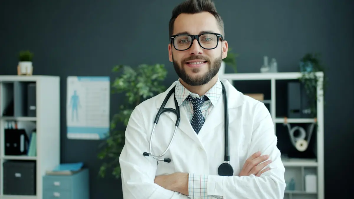 Doctor in a white lab coat